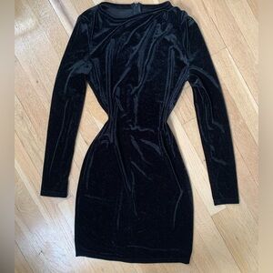 Velvet mini black dress XS